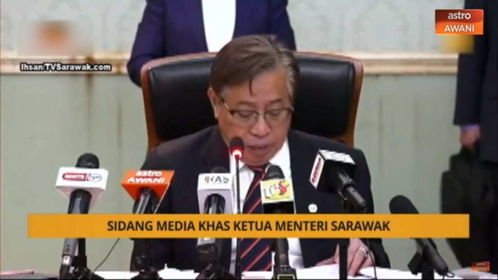 Sidang Media Khas YAB Ketua Menteri Sarawak Mengenai Post COVID-19 Exit Economic Strategic Up to 2030