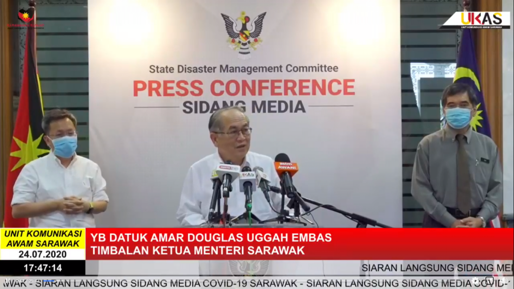 Sidang Media COVID-19 Sarawak oleh Yang Berhormat Datuk Amar Douglas Uggah Embas (24/07/2020)