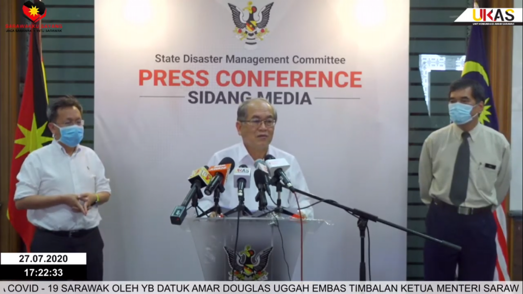 Sidang Media COVID-19 Sarawak oleh Yang Berhormat Datuk Amar Douglas Uggah Embas (27/07/2020)