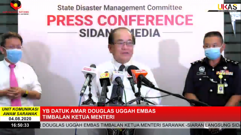 Sidang Media COVID-19 Sarawak oleh Yang Berhormat Datuk Amar Douglas Uggah Embas (04/08/2020)