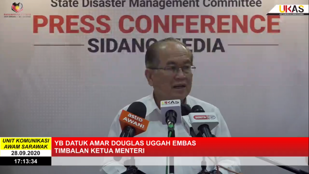 Sidang Media COVID-19 Sarawak oleh Yang Berhormat Datuk Amar Douglas Uggah Embas (28/09/2020)