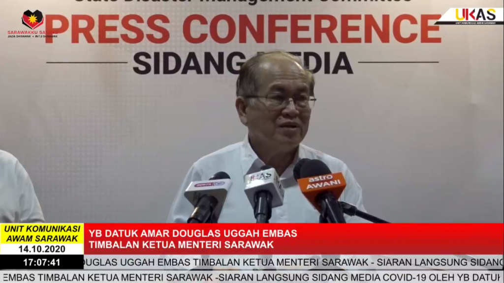 Sidang Media COVID-19 Sarawak oleh Yang Berhormat Datuk Amar Douglas Uggah Embas (14/10/2020)