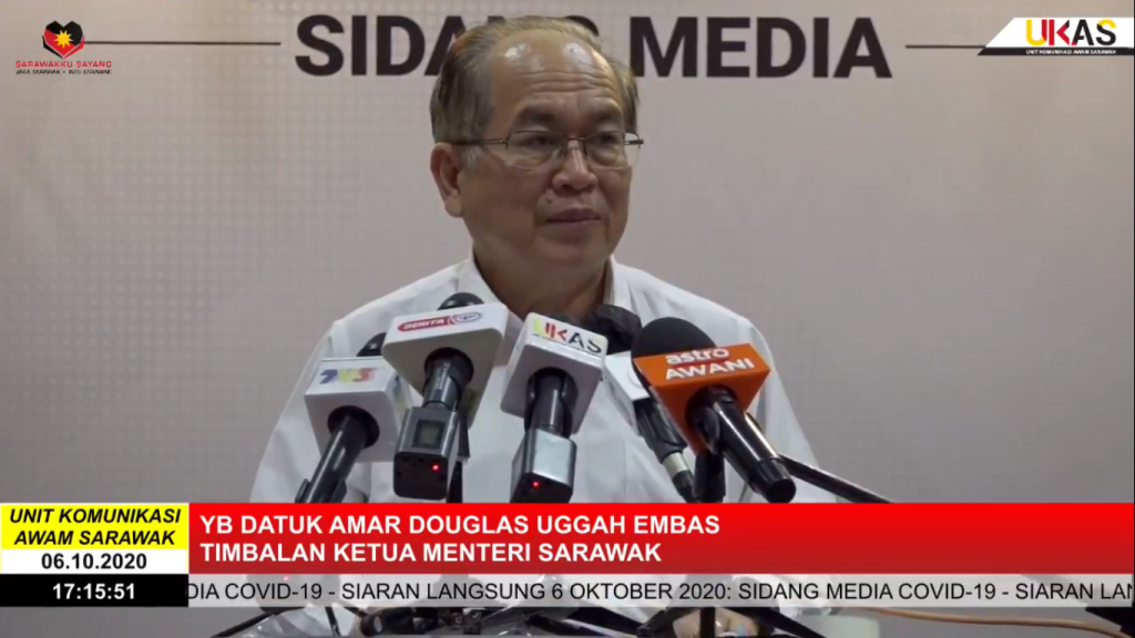 Sidang Media COVID-19 Sarawak oleh Yang Berhormat Datuk Amar Douglas Uggah Embas (06/10/2020)