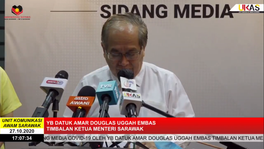 Sidang Media COVID-19 Sarawak oleh Yang Berhormat Datuk Amar Douglas Uggah Embas (27/10/2020)