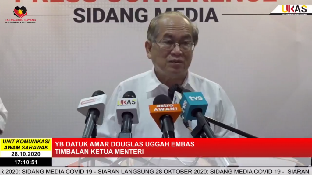 Sidang Media COVID-19 Sarawak oleh Yang Berhormat Datuk Amar Douglas Uggah Embas (28/10/2020)