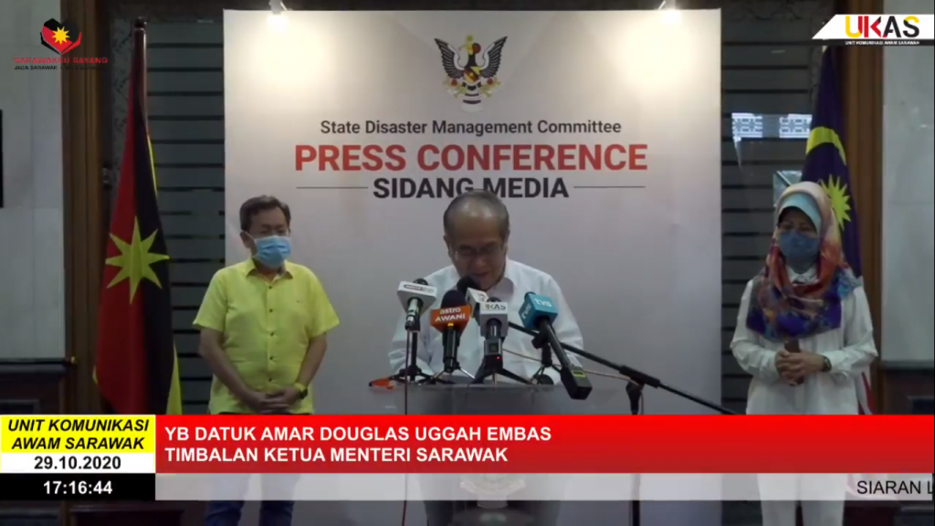 Sidang Media COVID-19 Sarawak oleh Yang Berhormat Datuk Amar Douglas Uggah Embas (29/10/2020)