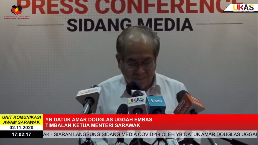 Sidang Media COVID-19 Sarawak oleh Yang Berhormat Datuk Amar Douglas Uggah Embas (02/11/2020)