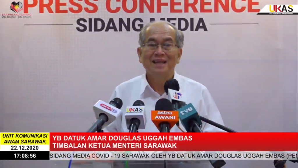 Sidang Media COVID-19 Sarawak oleh Yang Berhormat Datuk Amar Douglas Uggah Embas (22/12/2020)