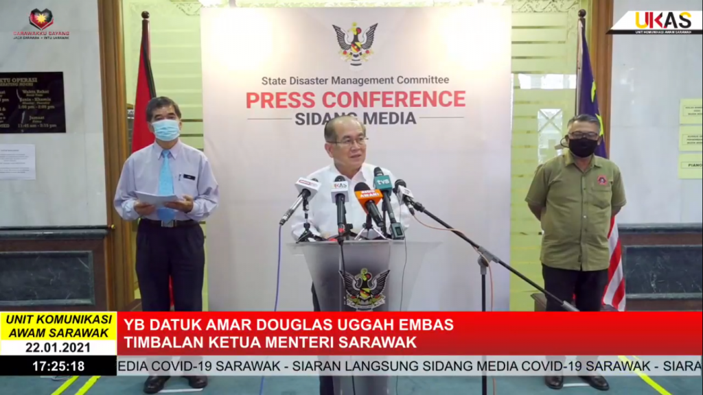 Sidang Media COVID-19 Sarawak oleh Yang Berhormat Datuk Amar Douglas Uggah Embas (22/01/2021)