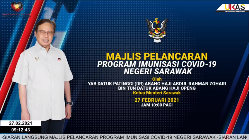 Majlis Pelancaran Program Imunisasi COVID-19 Negeri Sarawak (27/2/2021)