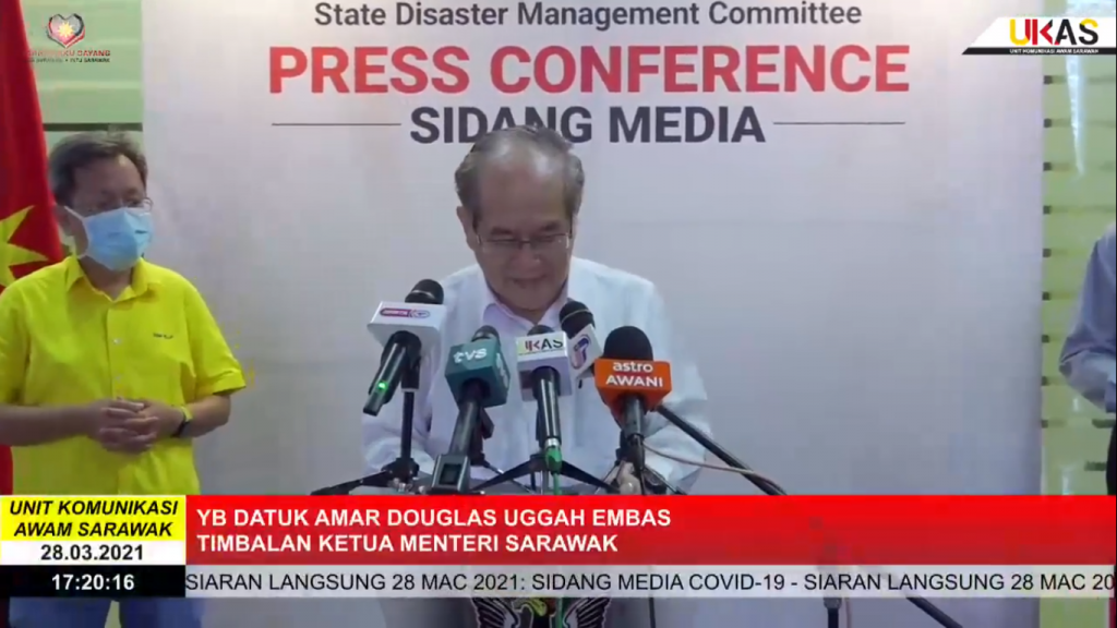 Sidang Media COVID-19 Sarawak oleh Yang Berhormat Datuk Amar Douglas Uggah Embas (28/03/2021)